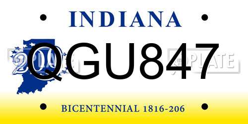 QGU847 Indiana License Plate