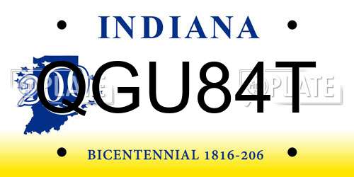 QGU84T Indiana License Plate