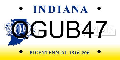 QGUB47 Indiana License Plate