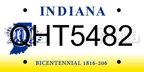 QHT5482 Indiana License Plate
