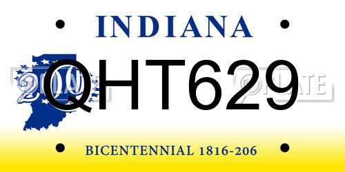 QHT629 Indiana License Plate