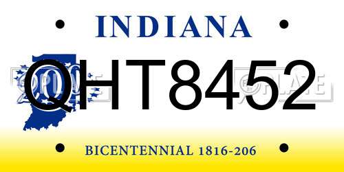 QHT8452 Indiana License Plate