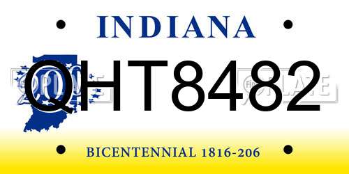 QHT8482 Indiana License Plate