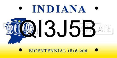 QI3J5B Indiana License Plate
