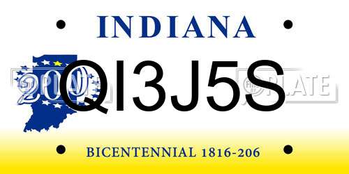 QI3J5S Indiana License Plate
