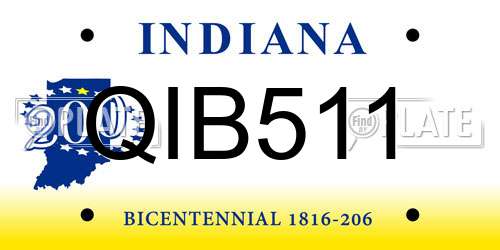 QIB511 Indiana License Plate
