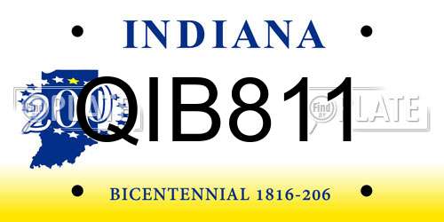 QIB811 Indiana License Plate