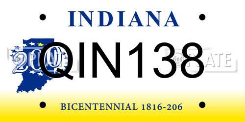 QIN138 Indiana License Plate