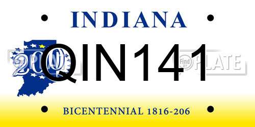QIN141 Indiana License Plate