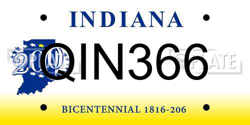 QIN366 Indiana License Plate