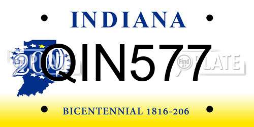 QIN577 Indiana License Plate