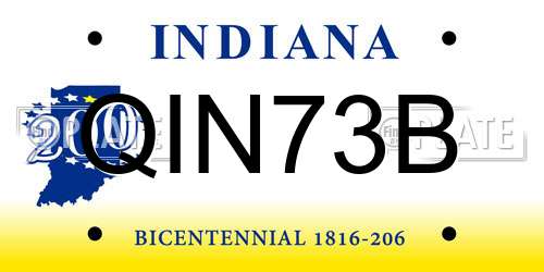 QIN73B Indiana License Plate