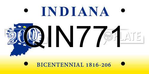 QIN771 Indiana License Plate