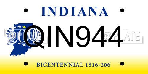 QIN944 Indiana License Plate