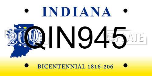 QIN945 Indiana License Plate