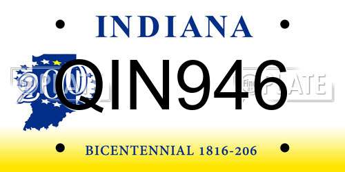 QIN946 Indiana License Plate