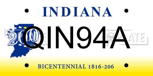 QIN94A Indiana License Plate