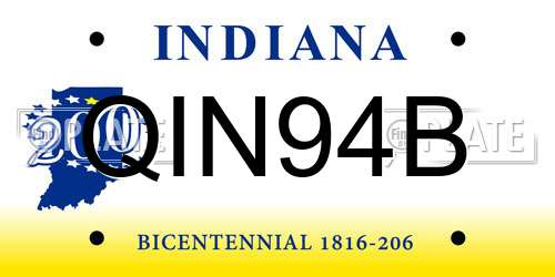 QIN94B Indiana License Plate