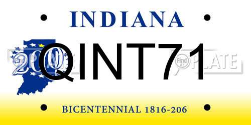 QINT71 Indiana License Plate