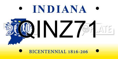 QINZ71 Indiana License Plate