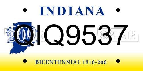 QIQ9537 Indiana License Plate