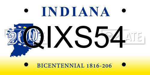 QIXS54 Indiana License Plate
