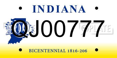QJ00777 Indiana License Plate