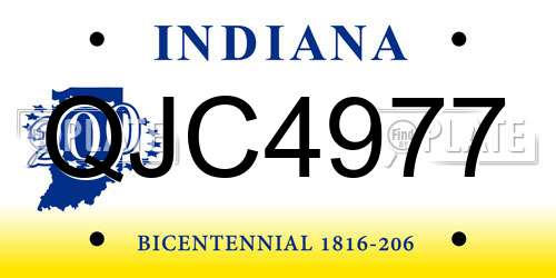 QJC4977 Indiana License Plate