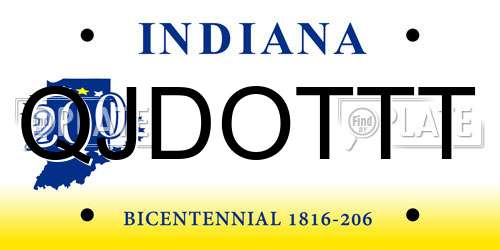 QJDOTTT Indiana License Plate