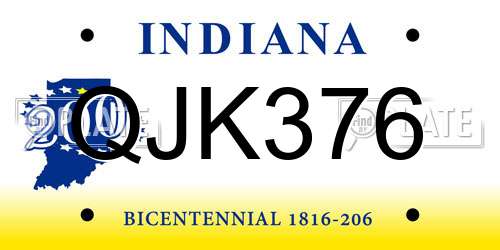 QJK376 Indiana License Plate