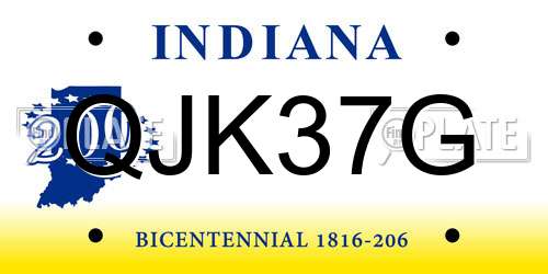 QJK37G Indiana License Plate
