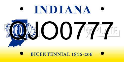 QJO0777 Indiana License Plate