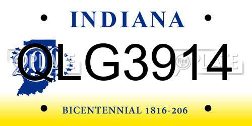 QLG3914 Indiana License Plate