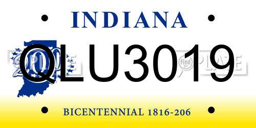 QLU3019 Indiana License Plate
