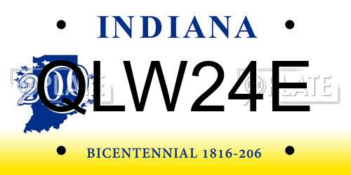 QLW24E Indiana License Plate