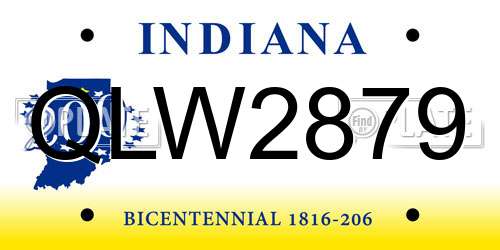 QLW2879 Indiana License Plate