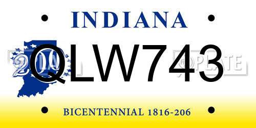 QLW743 Indiana License Plate