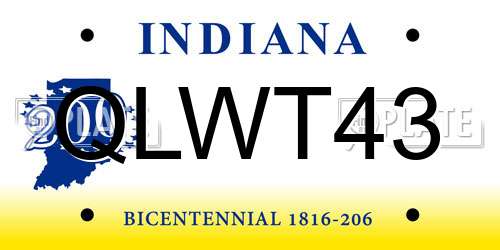 QLWT43 Indiana License Plate