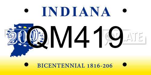 QM419 Indiana License Plate