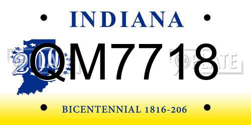 QM7718 Indiana License Plate