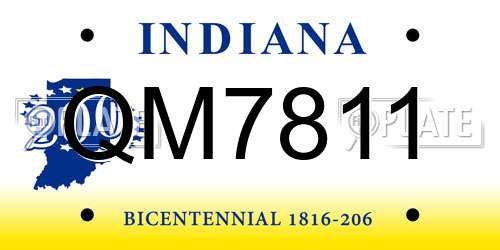 QM7811 Indiana License Plate