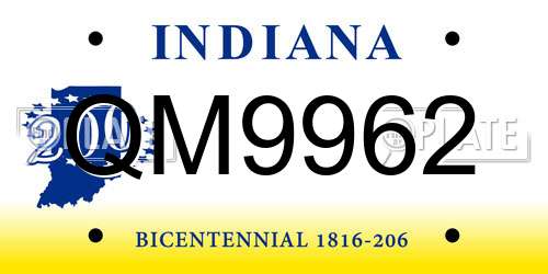 QM9962 Indiana License Plate