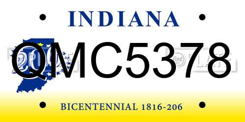 QMC5378 Indiana License Plate