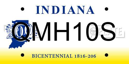 QMH10S Indiana License Plate