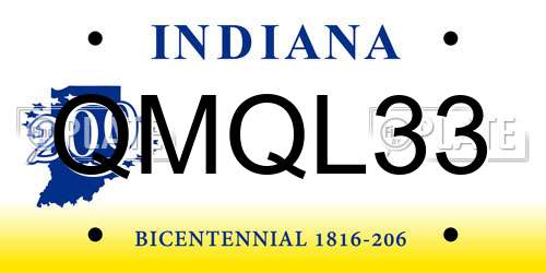 QMQL33 Indiana License Plate