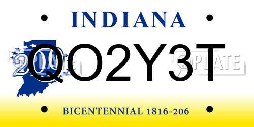 QO2Y3T Indiana License Plate
