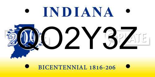 QO2Y3Z Indiana License Plate