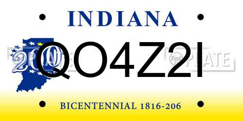 QO4Z2I Indiana License Plate