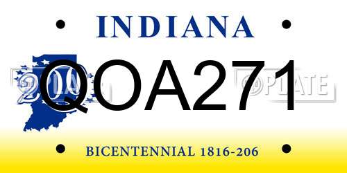 QOA271 Indiana License Plate