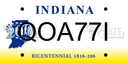 QOA77I Indiana License Plate
